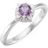 14K White Natural Amethyst & .04 CTW Natural Diamond Halo-Style Ring