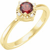14K Yellow Natural Mozambique Garnet & .04 CTW Natural Diamond Halo-Style Ring
