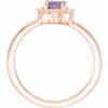 14K Rose Natural Amethyst & .04 CTW Natural Diamond Halo-Style Ring