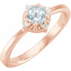 Rose Gold Halo Ring set with Natural Aquamarine & .04 CTW Natural Diamonds 14 KT
