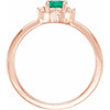 14K Rose Lab-Grown Emerald & .04 CTW Natural Diamond Halo-Style Ring 