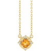 14K Yellow Natural Citrine & .04 CTW Natural Diamond Halo-Style 18" Necklace