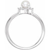 14K White Cultured White Freshwater Pearl & .04 CTW Natural Diamond Halo-Style Ring