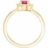 14K Yellow Lab-Grown Ruby & .04 CTW Natural Diamond Halo-Style Ring 