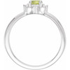 14K White Natural Peridot & .04 CTW Natural Diamond Halo-Style Ring