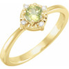 14K Yellow Natural Peridot & .04 CTW Natural Diamond Halo-Style Ring