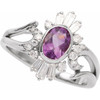 14K White Natural Amethyst & 1/2 CTW Natural Diamond Celestial Ring