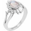 14K White Natural Rainbow Moonstone & 1/2 CTW Natural Diamond Celestial Ring