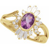 14K Yellow Natural Amethyst & 1/2 CTW Natural Diamond Celestial Ring