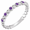 Genuine Amethyst Ring in 14 Karat White Gold Amethyst Stackable Ring     .