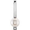 14K White Cultured White Freshwater Pearl &.01 CT Natural Diamond Pendant