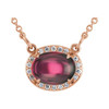 14K Rose Natural Rhodolite Garnet & .07 CTW Natural Diamond Halo-Style 16 1/2" Necklace