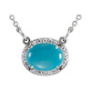 14K White Natural Turquoise & .07 CTW Natural Diamond Halo-Style 16 1/2" Necklace