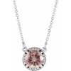 Sterling Silver 6 mm Natural Morganite & .04 CTW Natural Diamond 16" Necklace