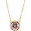 14K Yellow 6 mm Natural Morganite & .04 CTW Natural Diamond 16" Necklace