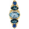 14K Yellow Natural Blue Multi-Gemstone Bar Pendant