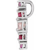 Platinum Natural Pink Multi-Gemstone Bar Pendant