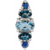 Platinum Natural Blue Multi-Gemstone Bar Pendant | $1,394