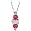 Sterling Silver Natural Pink Multi-Gemstone Bar 16-18" Necklace