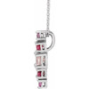 Sterling Silver Natural Pink Multi-Gemstone Bar 16-18" Necklace