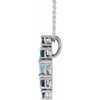 Sterling Silver Natural Blue Multi-Gemstone Bar 16-18" Necklace