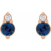 14K Rose Natural Blue Sapphire & .03 Natural Diamond Earrings