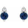 Platinum Natural Blue Sapphire & .03 Natural Diamond Earrings