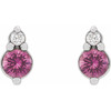 Sterling Silver Natural Pink Sapphire & .03 Natural Diamond Earrings