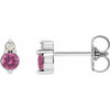 14K White Natural Pink Sapphire & .03 Natural Diamond Earrings