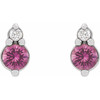 Platinum Natural Pink Sapphire & .03 Natural Diamond Earrings