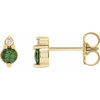 14K Yellow Natural Green Sapphire & .03 Natural Diamond Earrings