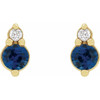 14K Yellow Natural Blue Sapphire & .03 Natural Diamond Earrings