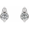 14K White Natural White Sapphire & .03 Natural Diamond Earrings