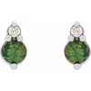 14K White Natural Green Sapphire & .03 Natural Diamond Earrings
