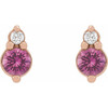 14K Rose Natural Pink Sapphire & .03 Natural Diamond Earrings