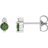 Sterling Silver Natural Green Sapphire & .03 Natural Diamond Earrings