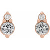 14K Rose Natural White Sapphire & .03 Natural Diamond Earrings
