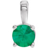 14K White 5 mm Lab-Grown Emerald Pendant