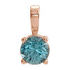 14 Karat Rose Gold 5 mm Natural Blue Zircon Pendant