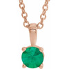 14K Rose 4 mm Natural Emerald 16-18" Necklace