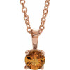 14K Rose 4 mm Natural Citrine 16-18" Necklace