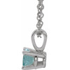 14K White 5 mm Natural Aquamarine 16-18" Necklace