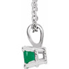 14K White 5 mm Lab-Grown Emerald 16-18" Necklace