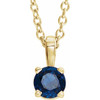 14K Yellow 5 mm Natural Blue Sapphire 16-18" Necklace