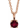 14K Rose 5 mm Lab-Grown Ruby 16-18" Necklace