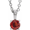 Platinum 6 mm Natural Mozambique Garnet 16-18" Necklace