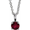 14K White 6 mm Lab-Grown Ruby 16-18" Necklace