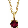 14 Karat Yellow Gold 6 mm Lab-Grown Ruby 16-18" Necklace
