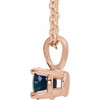 14 Karat Rose Gold 6 mm Lab-Grown Blue Sapphire 16-18" Necklace