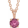 14K Rose 6 mm Natural Pink Tourmaline 16-18" Necklace